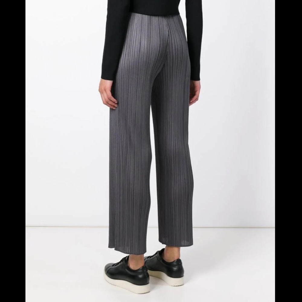 NWOT- Pleats Please by ISSEY MIYAKE Straight Leg Pant in Grey/ Light Charcoal